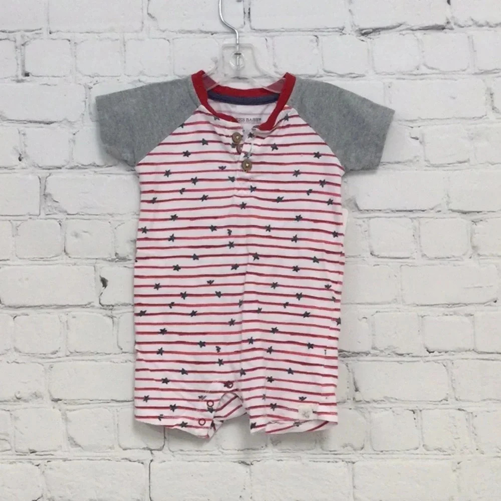 Burt’s Bees Baby 3-6M American Star Short Sleeve Romoer